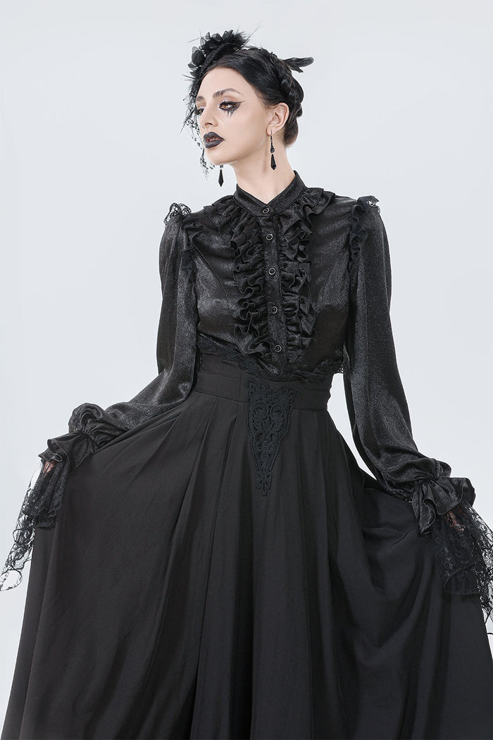Victorian goth full length womens black skirt