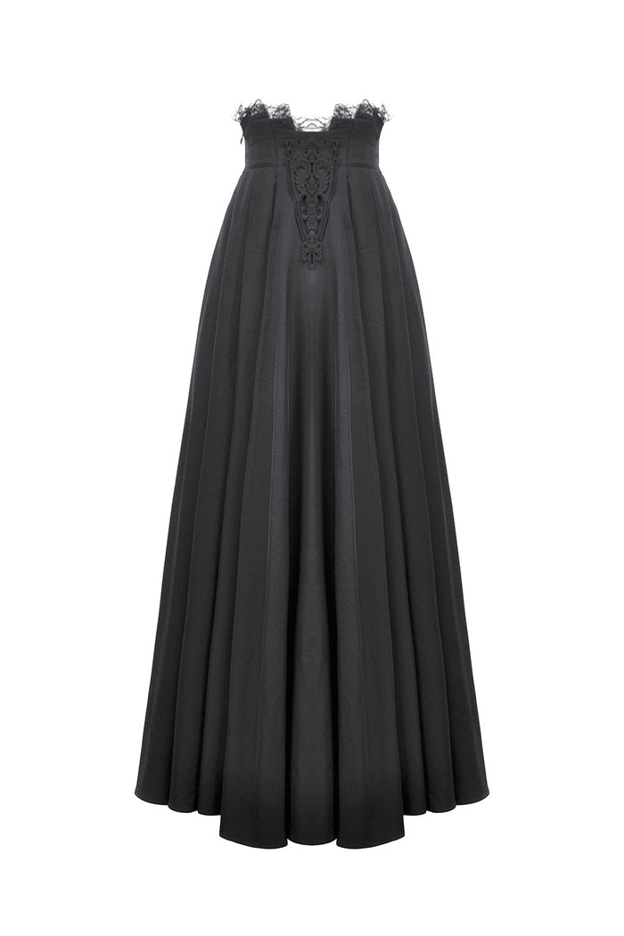 Black maxi skirt with embroidered waist