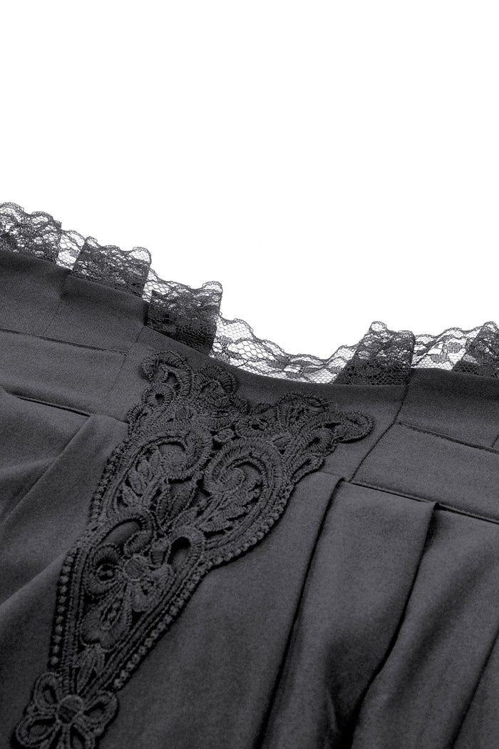 Fabric lace and embroidery detail for Dark In Love black maxi skirt
