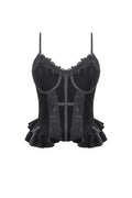 Patchwork cross trimmed vintage gothic tank top