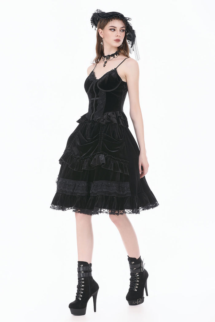 Womens black ruffled velvet top