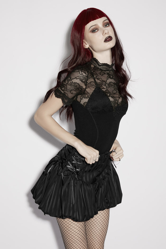 high-waisted womens black lace-up bloomers