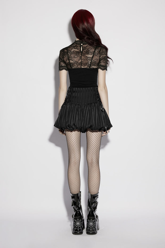 high waisted womens black lace-up bloomers