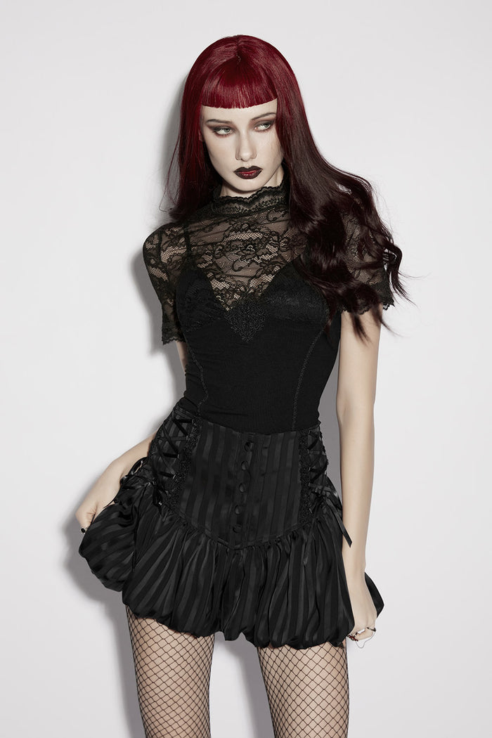 vintage goth inspired womens black lace-up bloomers
