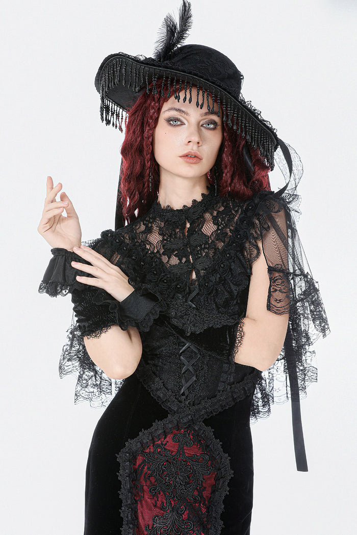 beaded black victorian hat
