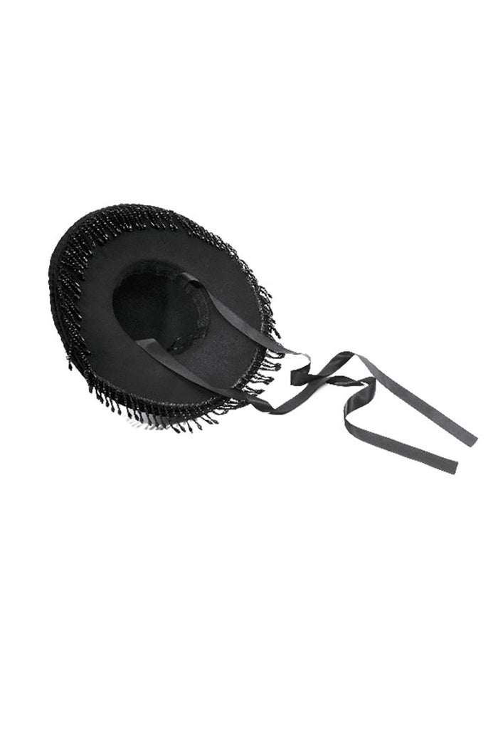 romantic lace beaded black victorian hat