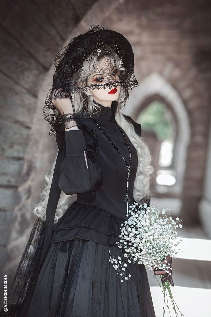 ruffled gothic long sleeve blouse