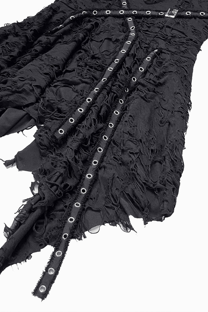 Rivet details of asymmetrical punk dress