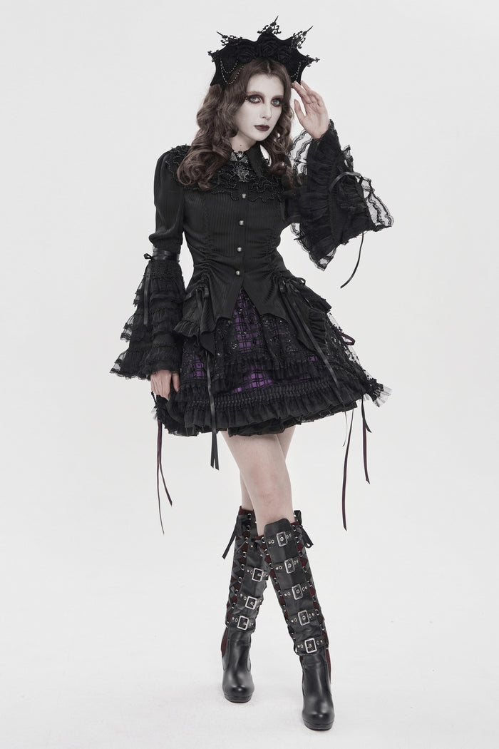 punk purple and black plaid skirt