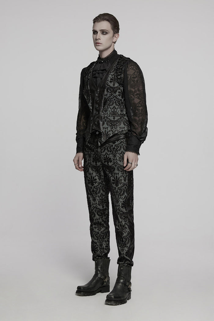 mens trad gothic damask pattern haunted mansion vest