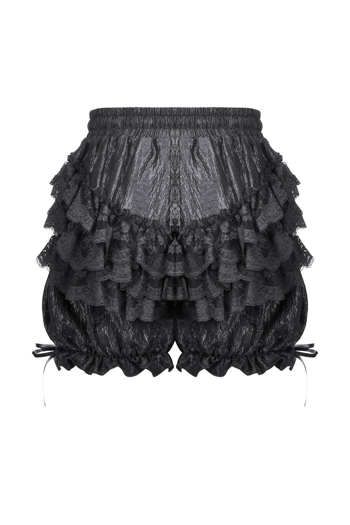 Lace and ribbon black bloomer shorts for women