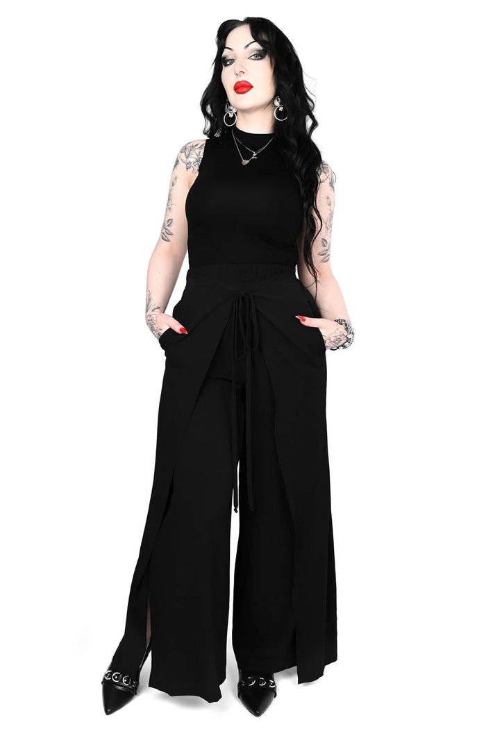 Foxblood black wide leg pants for women