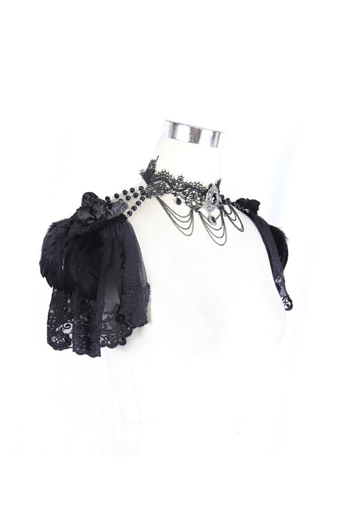 beaded goth lace shoulder shoulder harness