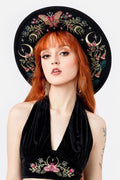 embroidered crescent moon hat