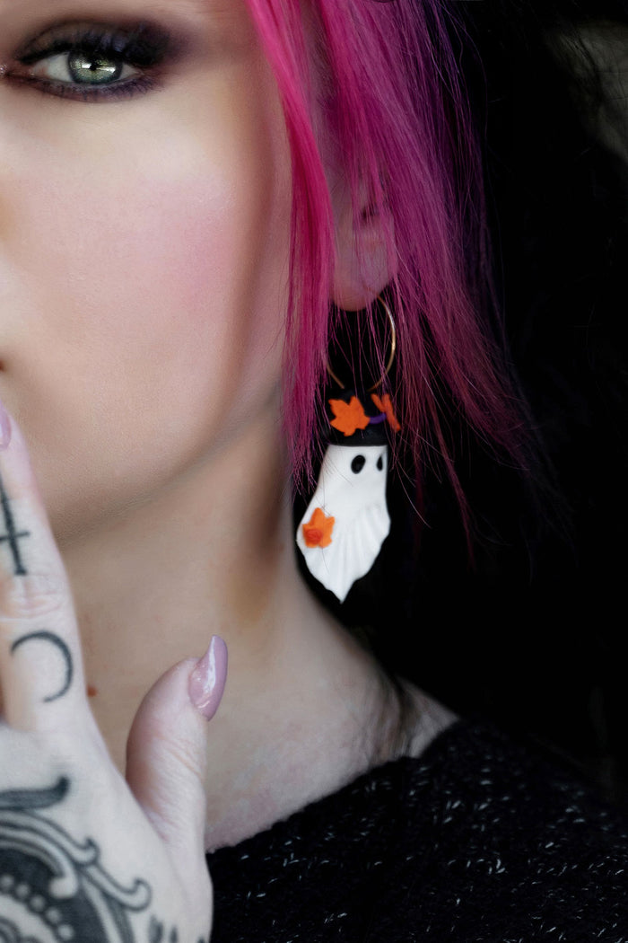 drop down dangle ghost earrings