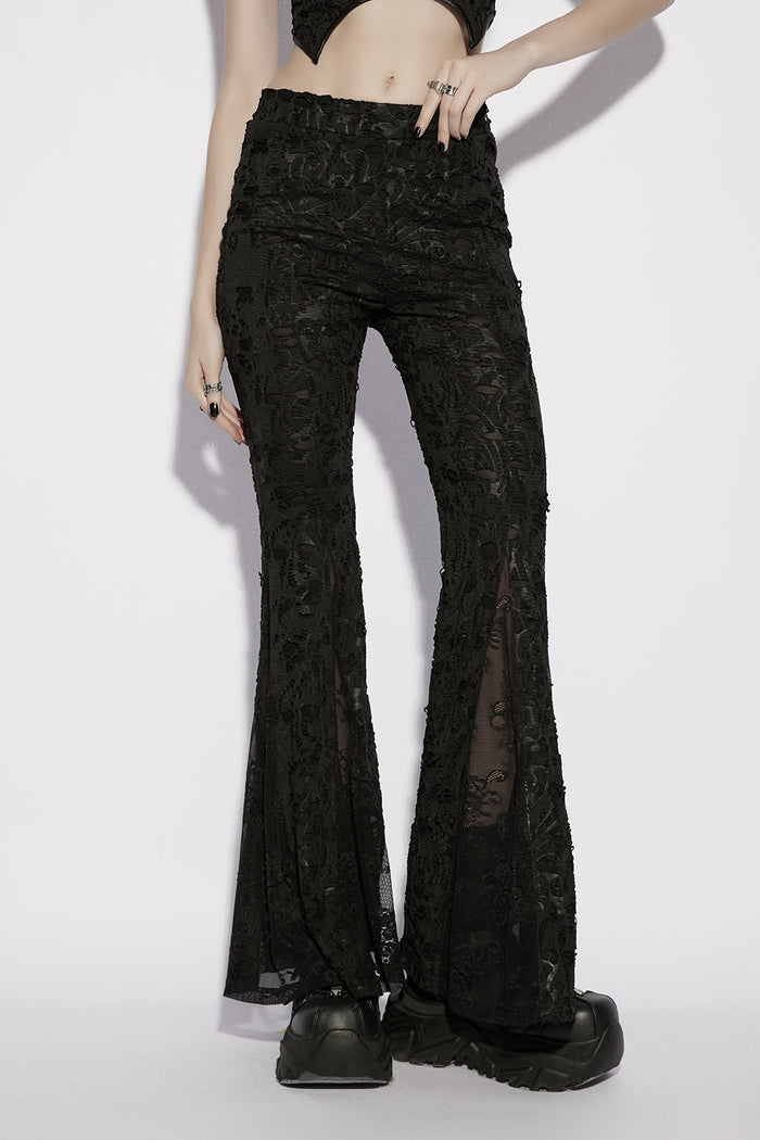 womens gothic high rise flared pants