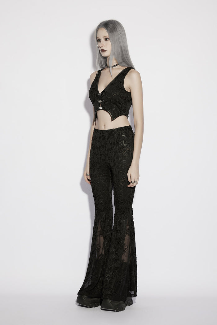 gothic high rise flared pants by punk rave