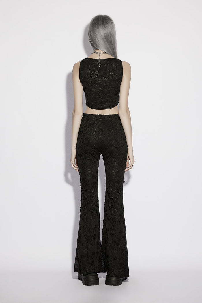 black gothic high rise flared pants