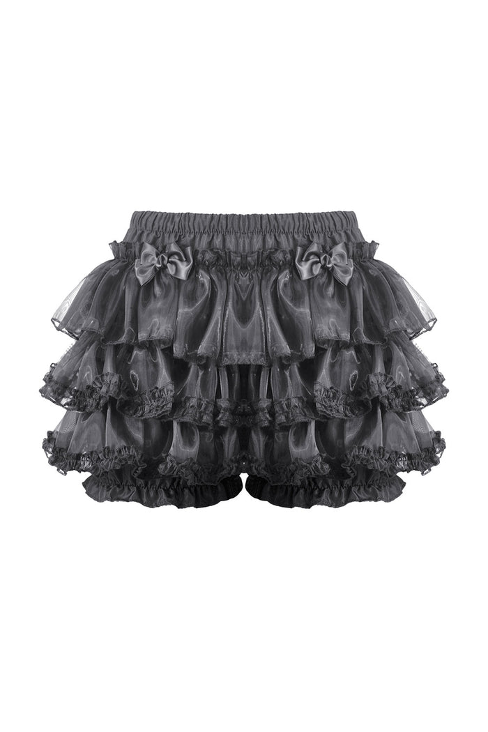 Front details of ruffle bloomers with bows and lace