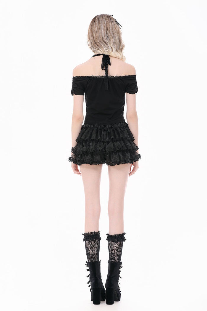 Feminine bloomer shorts with ruffles and bows