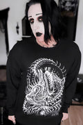 dark sci fi sweater with gothic alien graphic