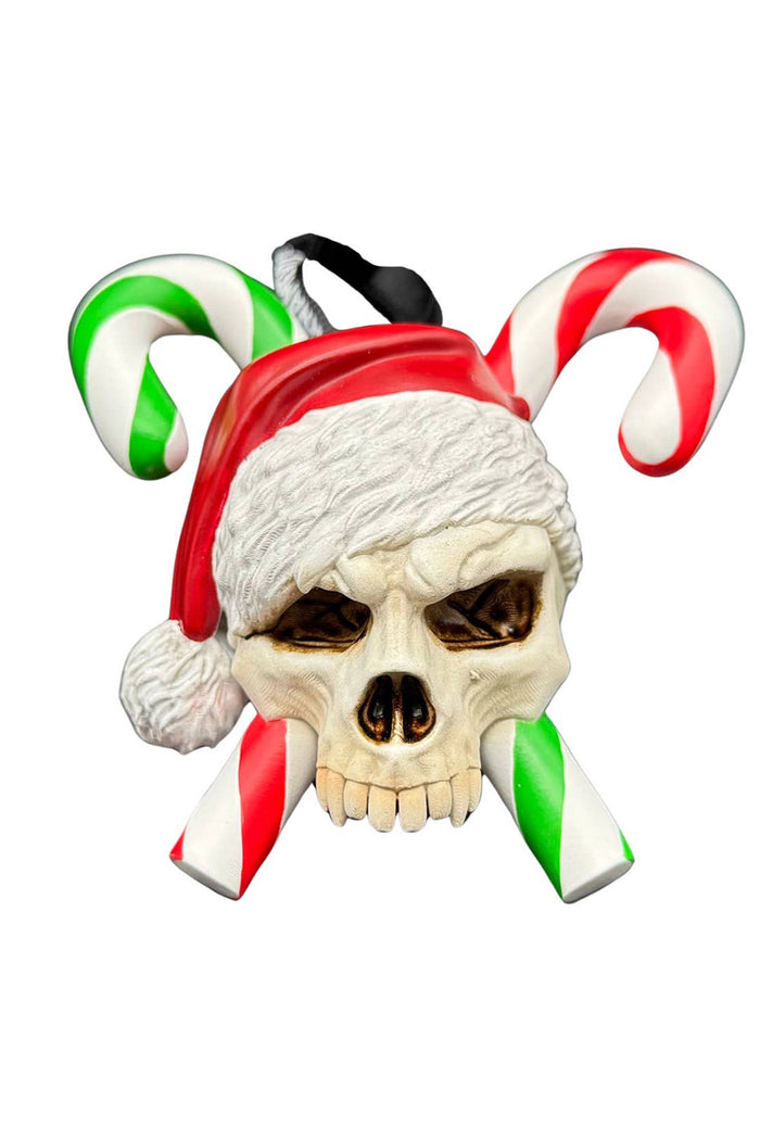 skull candy cane xmas tree ornament
