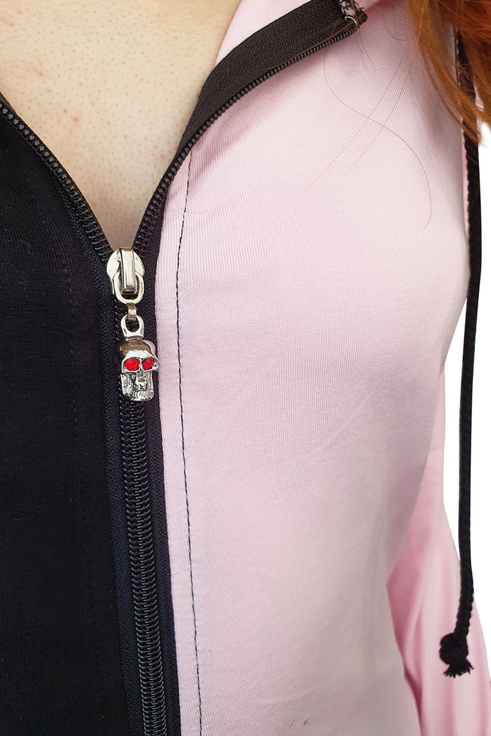 Yuri Half and Half Hoodie [BLACK/PINK]