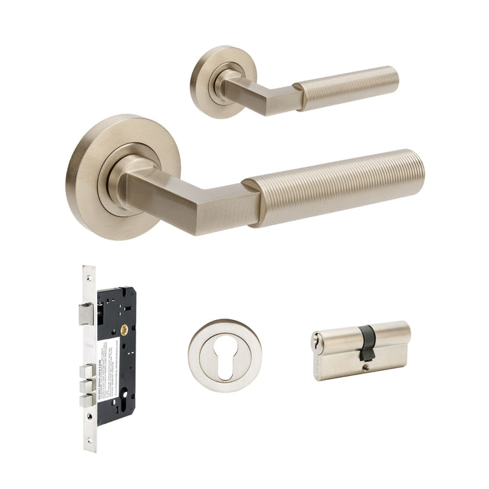 Zanda Zurich Fluted 60mm Key/Key Entrance Lever Set Brushed Nickel 9355.E1.BN - The Blue Space