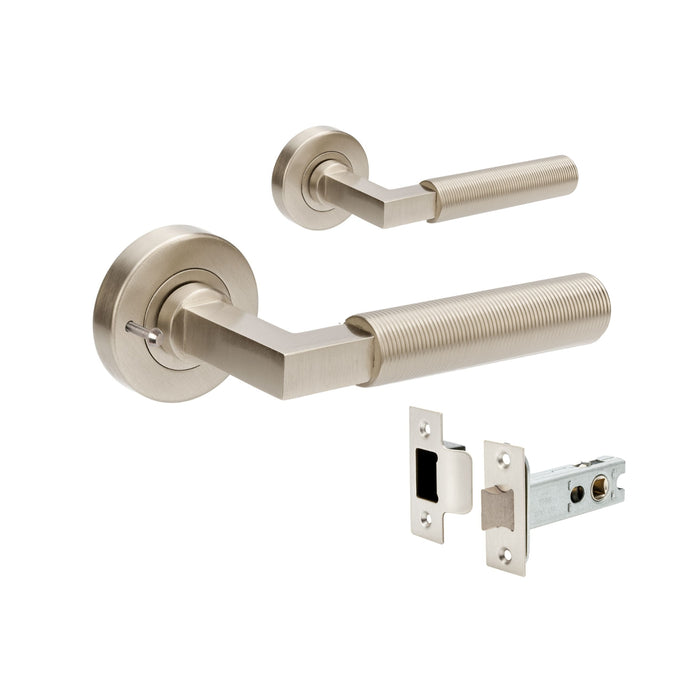 Set Zanda Zurich Fluted Privacy Lever Set Brushed Nickel  9357.BN - The Blue Space