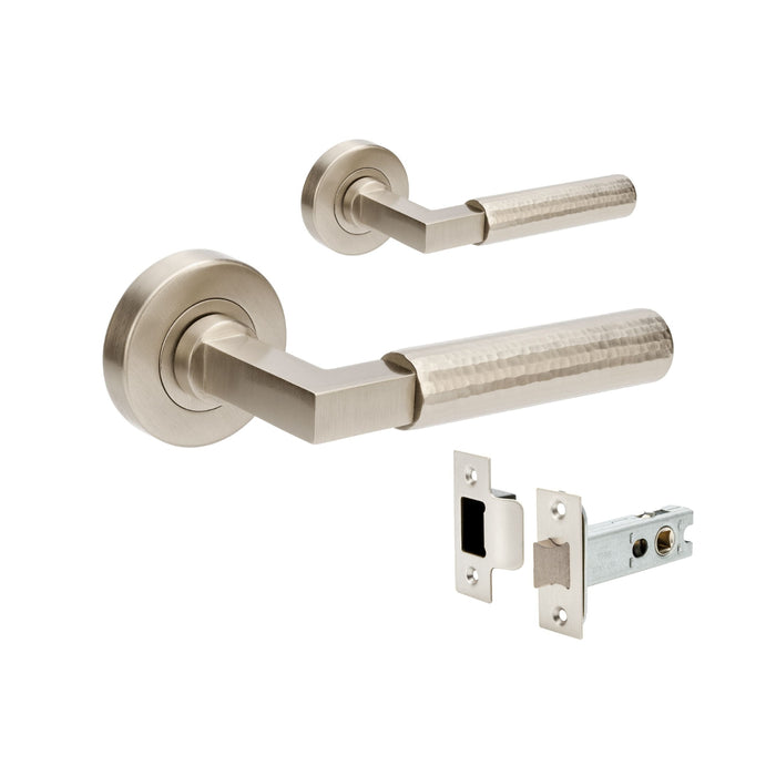 Set Zanda Zurich Hammered Passage Lever Set Brushed Nickel 9336.BN  - The Blue Space