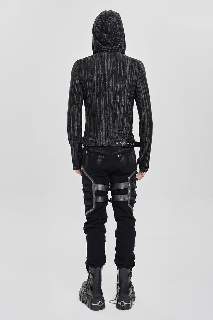 long sleeve mens cybergoth shirt with hood and thumbholes